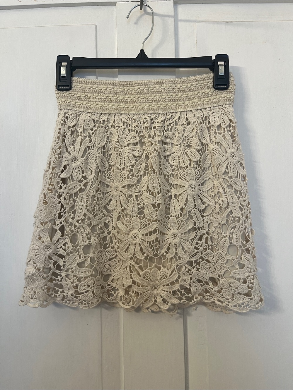 Forever 21 Cream Crochet Circle Skater Skirt